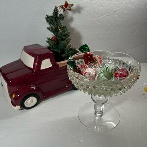 VTG Indiana Glass Diamond Point Footed‎ Compote